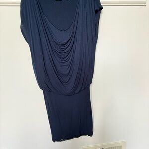 Elegant Navy Blue Draped Dress